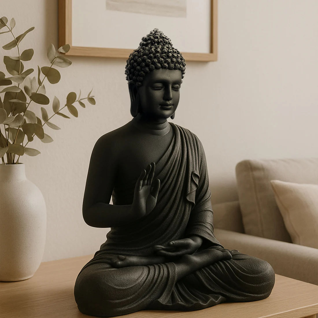 Tranquil 2-Foot Black Buddha Statue – Radiates Peace, Serenity & Inner Calm